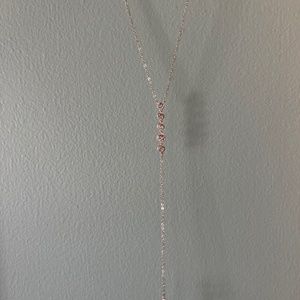 Silver long necklace with crystals